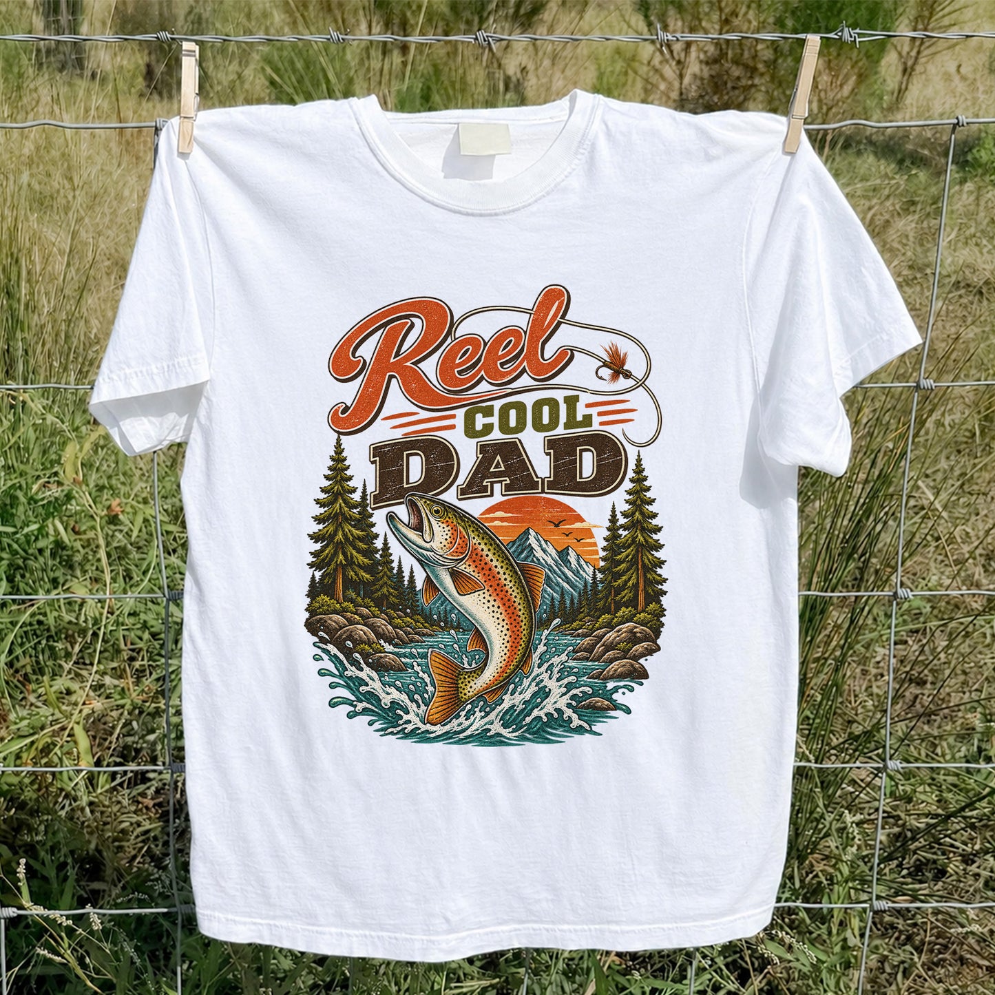 Reel Cool Dad Trout Fishing Graphic T-Shirt