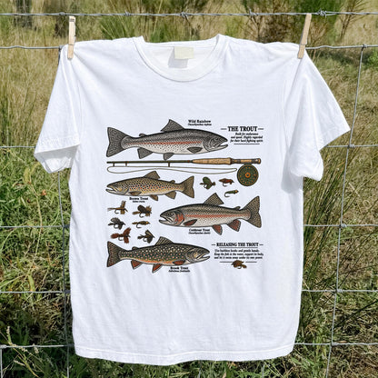 The Trout Species Chart Vintage Fly Fishing Graphic T-Shirt