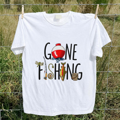 Gone Fishing Bobber Rod and Lure Graphic T-Shirt