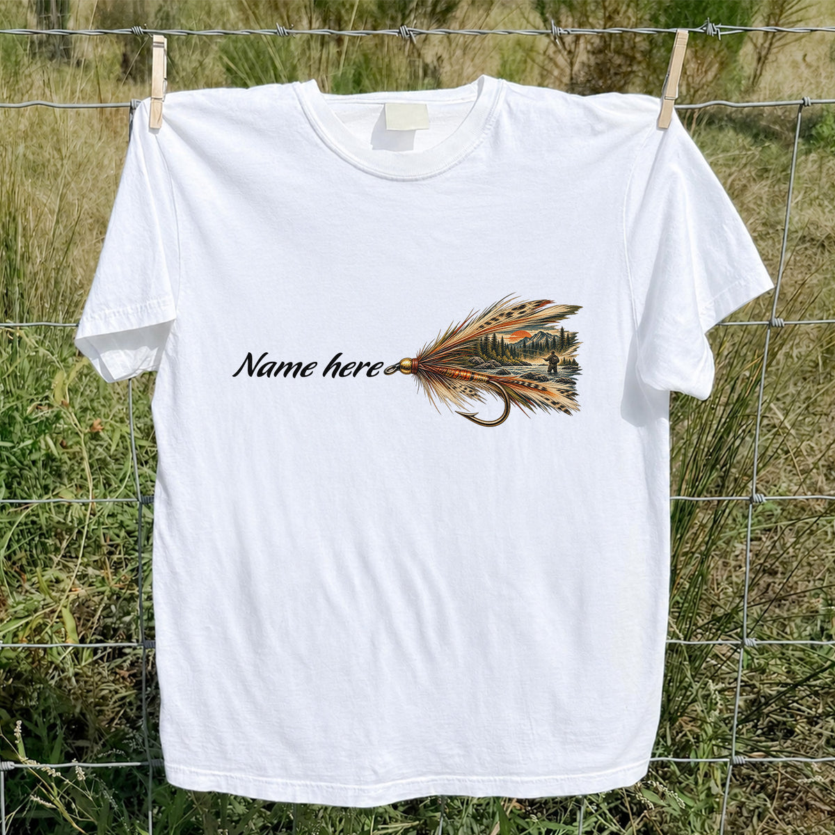 Personalized Fly Fishing Lure Name Graphic T-Shirt