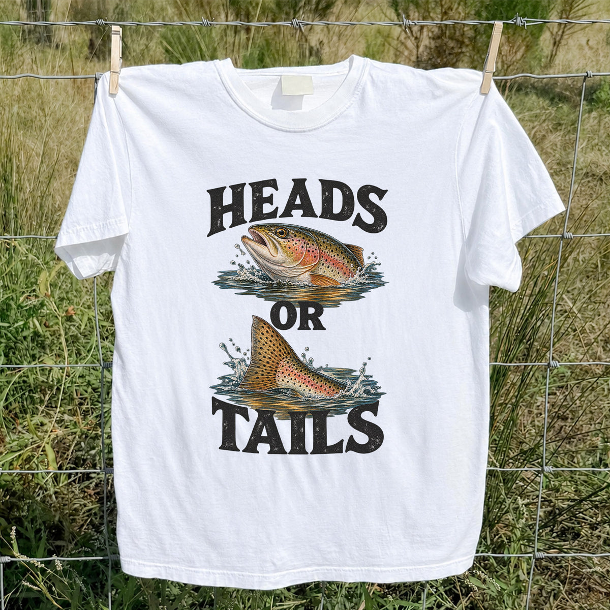 Rainbow Trout Heads or Tails Fishing Graphic T-Shirt