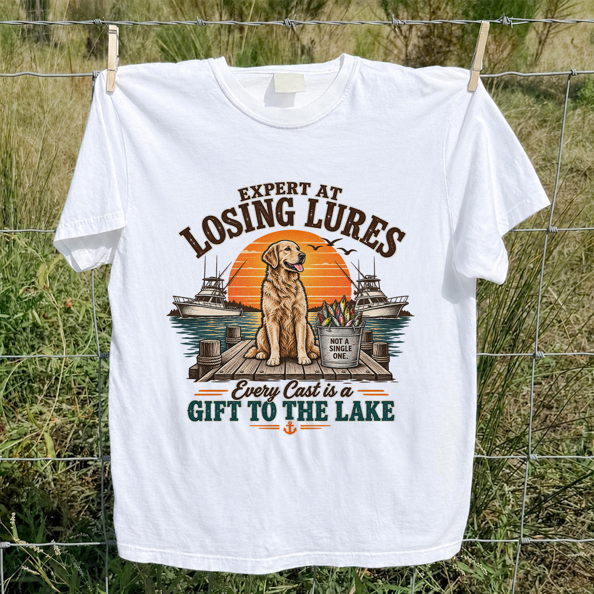 Expert at Losing Lures Golden Retriever Funny Fishing T-Shirt