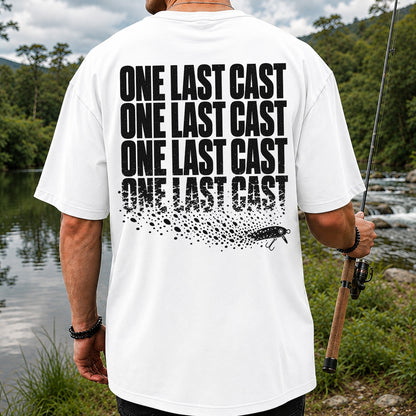 One Last Cast Repeating Fishing Lure Graphic T-Shirt | Back Print