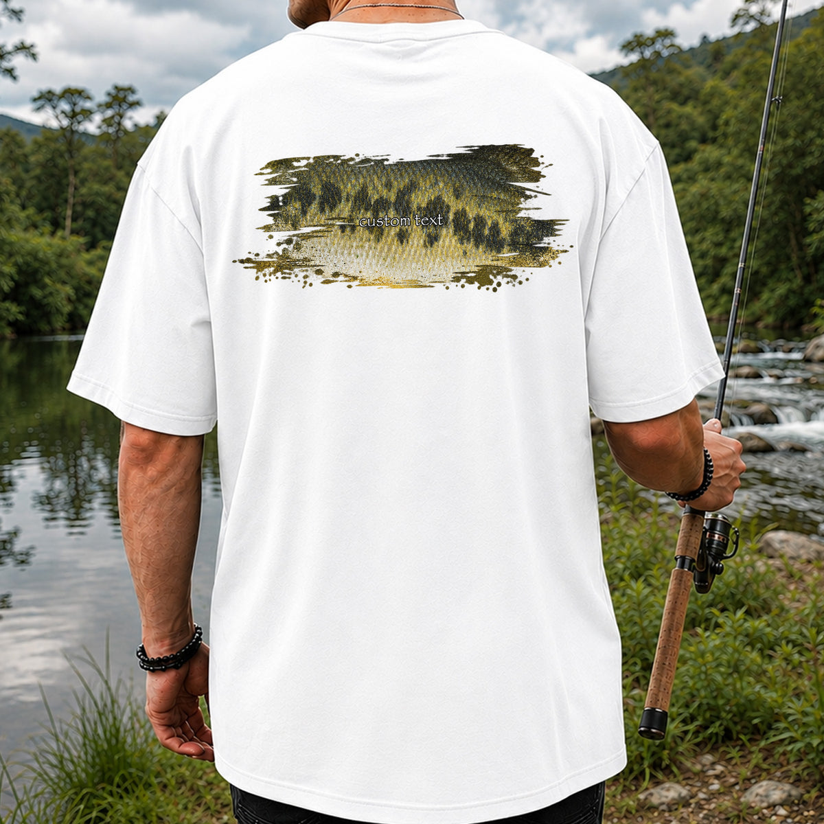Custom Text Bass Fishing Graphic T-Shirt | Back Print