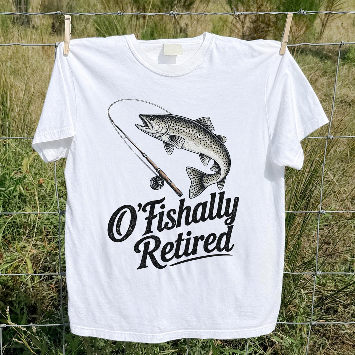 Retired Trout Fishing Rod Graphic T-Shirt