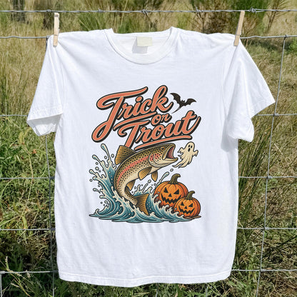 Trick or Trout Halloween Trout Fishing Graphic T-Shirt