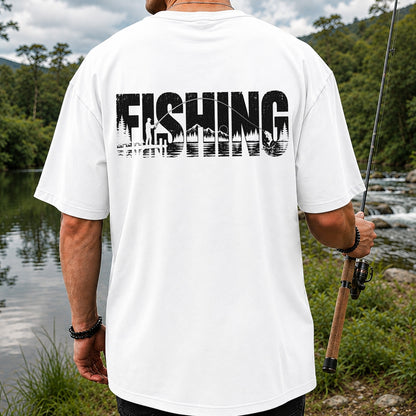 Fishing Lake Angler Vintage Graphic T-Shirt | Back Print