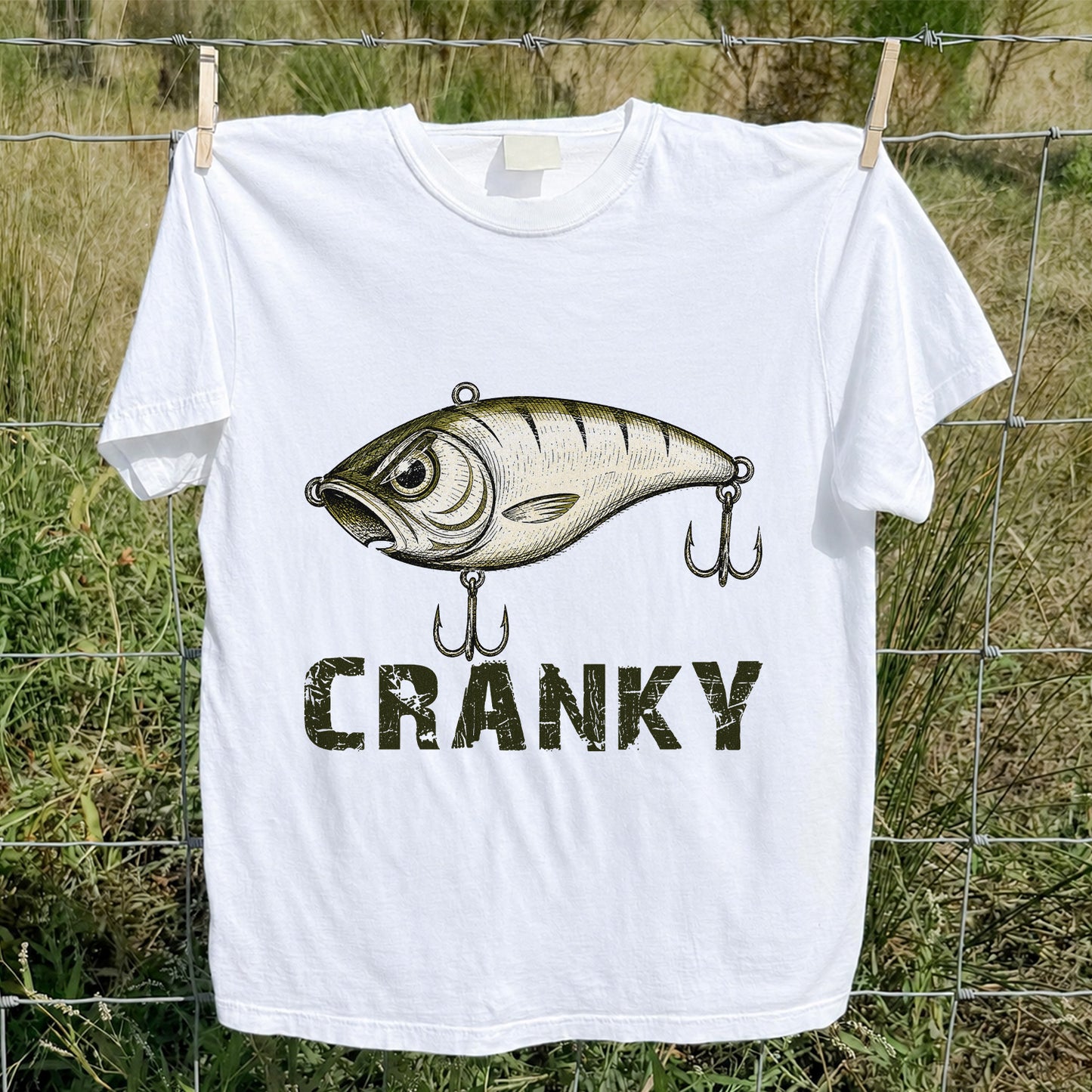Cranky Vintage Crankbait Fishing Lure Graphic T-Shirt