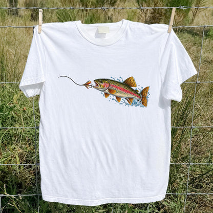 Rainbow Trout Chasing a Fly Fishing Graphic T-Shirt