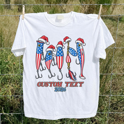 Personalized Patriotic Christmas Fishing Lures T-Shirt