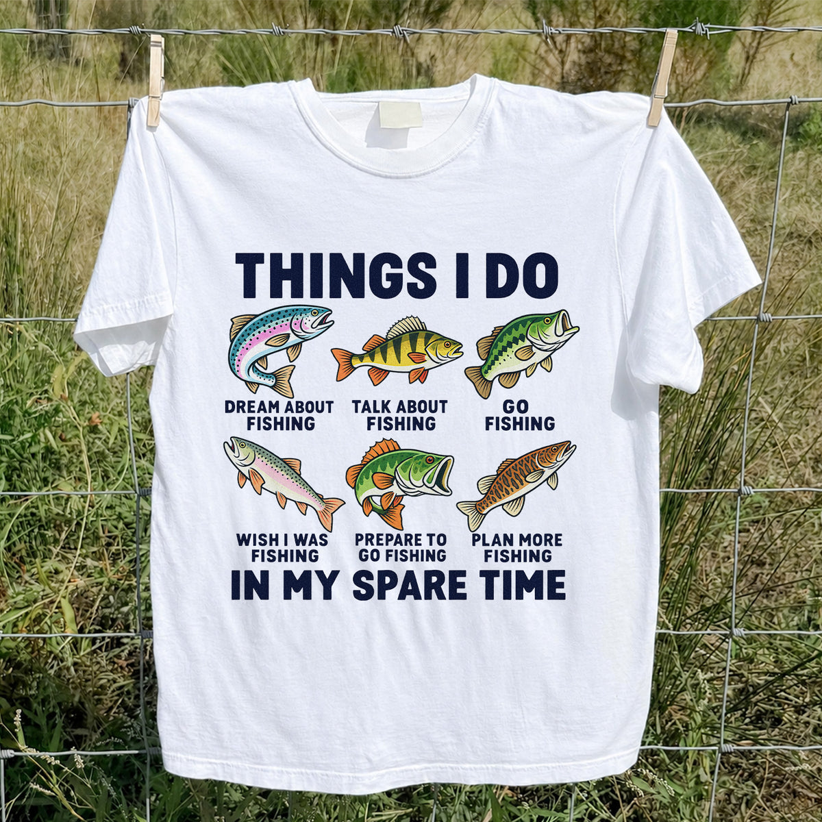 Colorful Fish Fishing Hobby Graphic T-Shirt