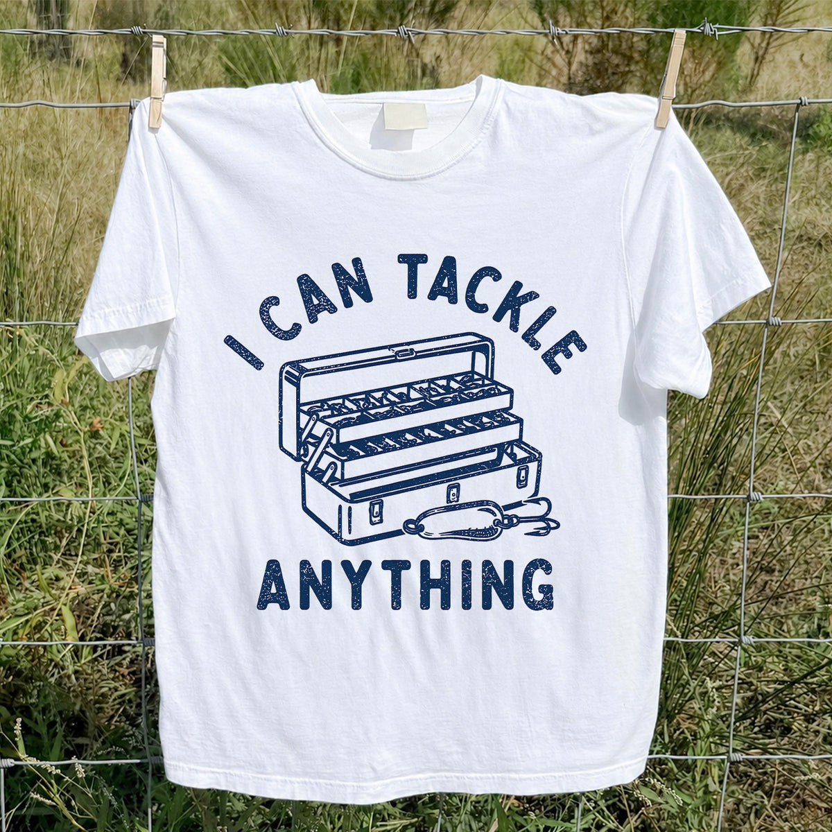 I Can Tackle Anything Tackle Box Funny Fishing T-Shirt