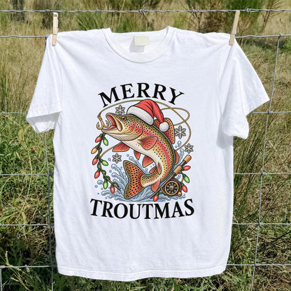 Merry Troutmas Rainbow Trout Christmas Fishing T-Shirt