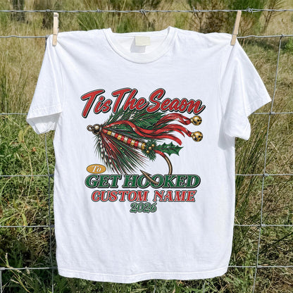 Personalized Christmas Fly Fishing Custom Name T-Shirt
