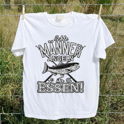 Echte Männer Angeln Ihr Essen Funny Fishing T-Shirt
