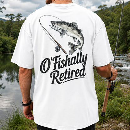 Retired Trout Fishing Rod Graphic T-Shirt | Back Print
