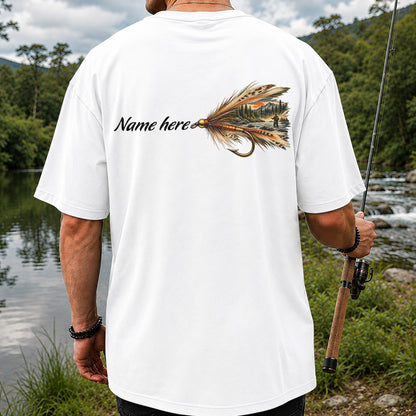 Personalized Fly Fishing Lure Name Graphic T-Shirt | Back Print