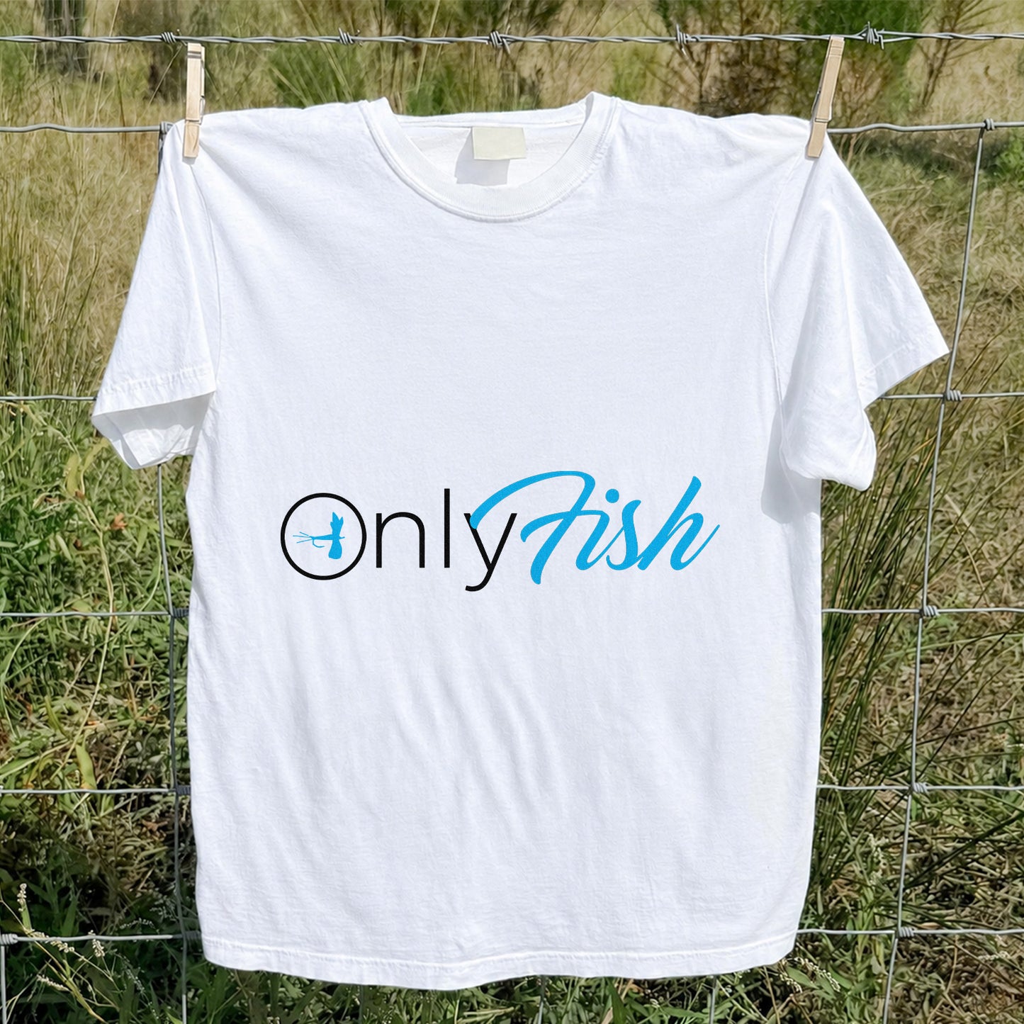 OnlyFish Fishing Hook Pun Minimalist Graphic T-Shirt