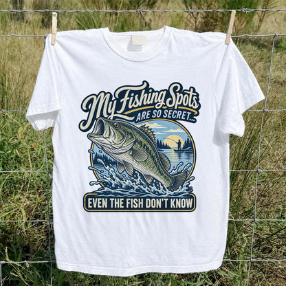Secret Fishing Spots Largemouth Bass Graphic T-Shirt