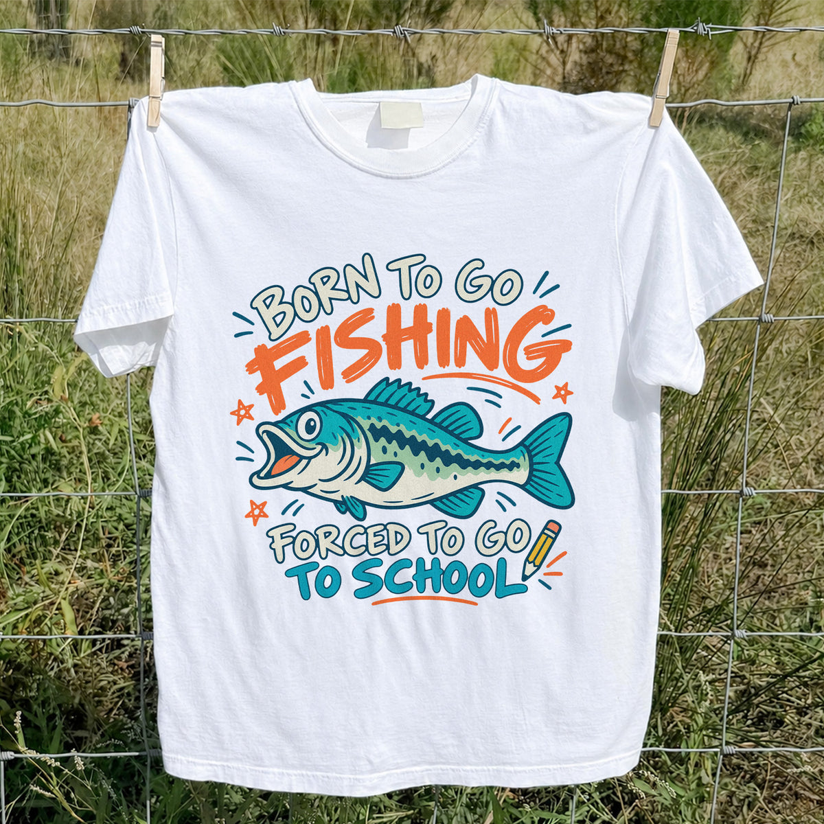 Funny Fish Fishing Graphic T-Shirt for Back to School