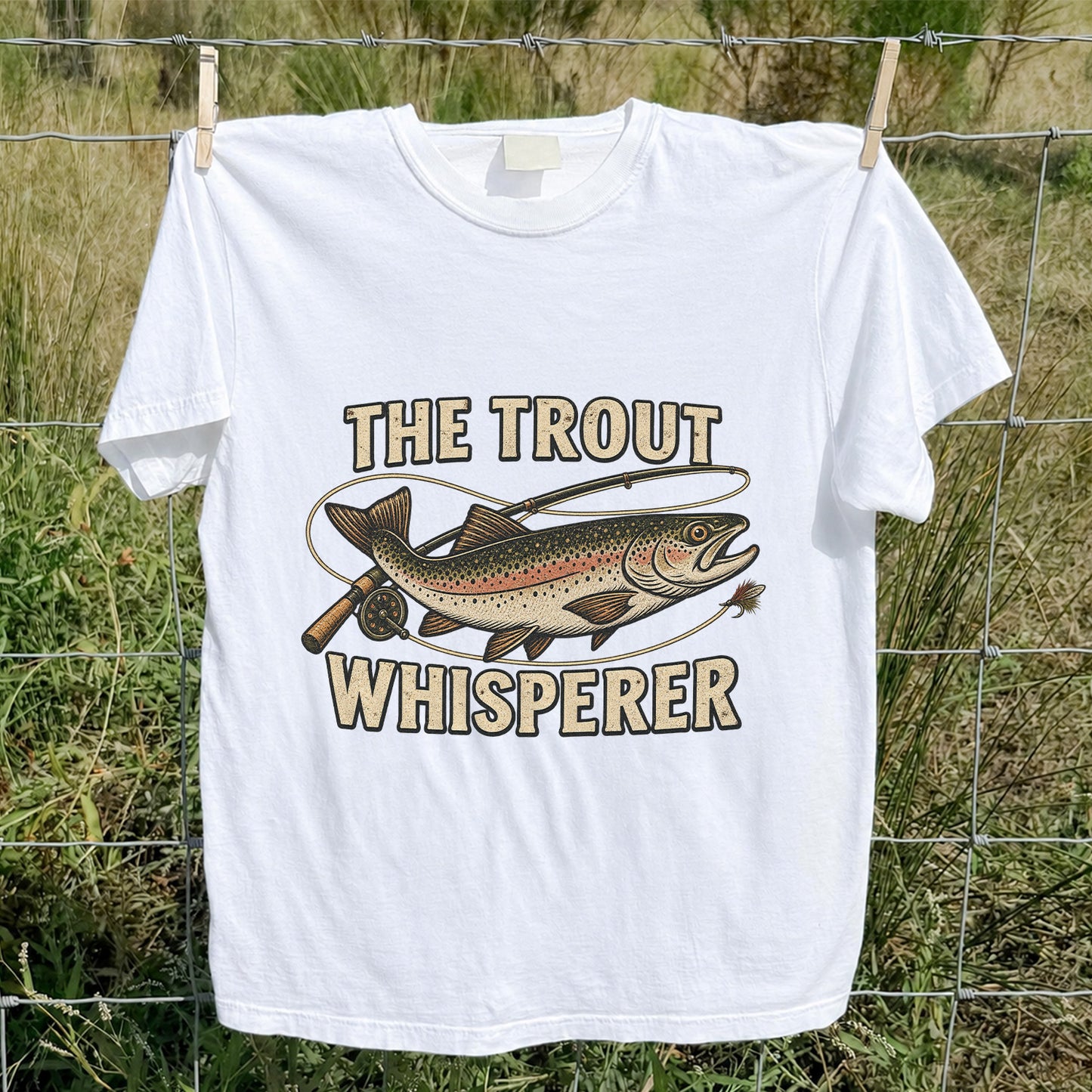 The Trout Whisperer Vintage Fly Fishing Graphic T-Shirt