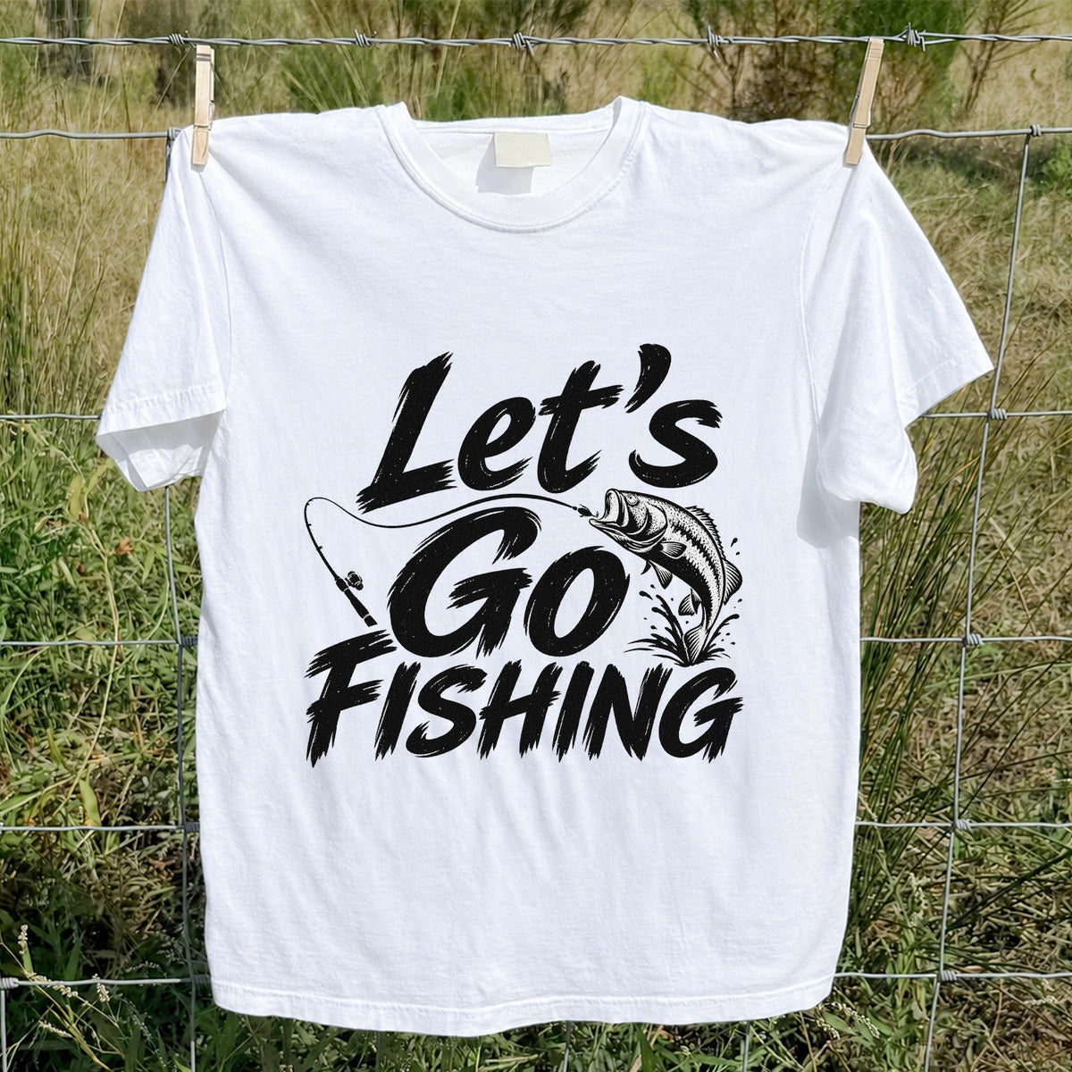 Let's Go Fishing with Jumping Bass Graphic T-Shirt