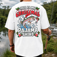 This Is My Christmas Pajama Shirt Rainbow Trout Fishing T-Shirt | Back Print