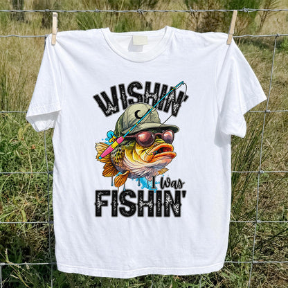Wishin' I Was Fishin' Funny Sunfish Graphic T-Shirt