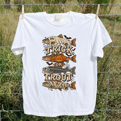 Trick or Trout Halloween Costume Fish Graphic T-Shirt