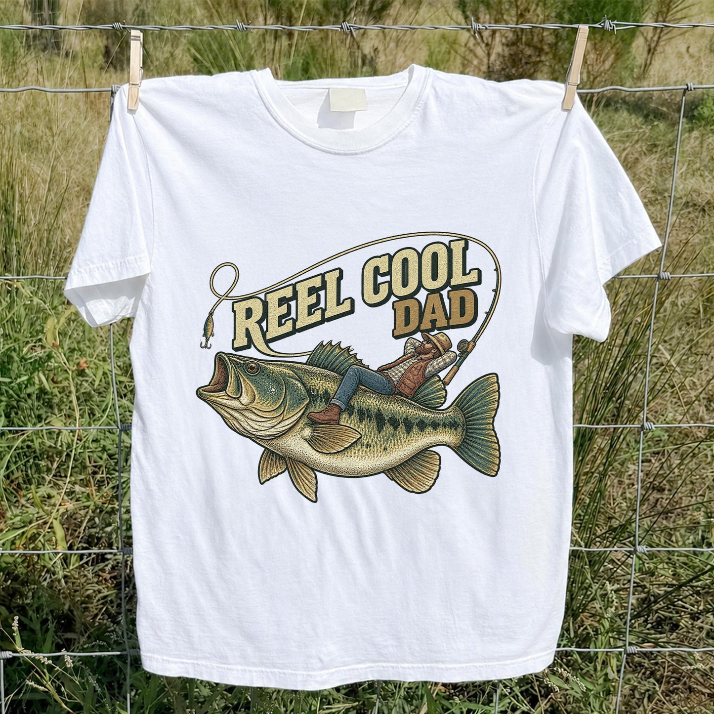 Reel Cool Dad Bass Fishing Father's Day T-Shirt