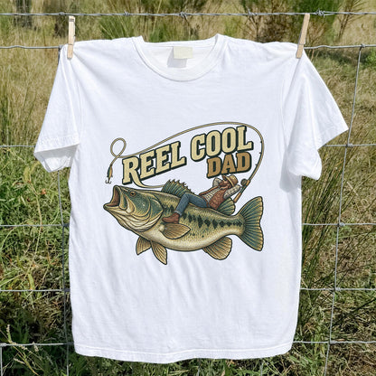 Reel Cool Dad Bass Fishing Father's Day T-Shirt