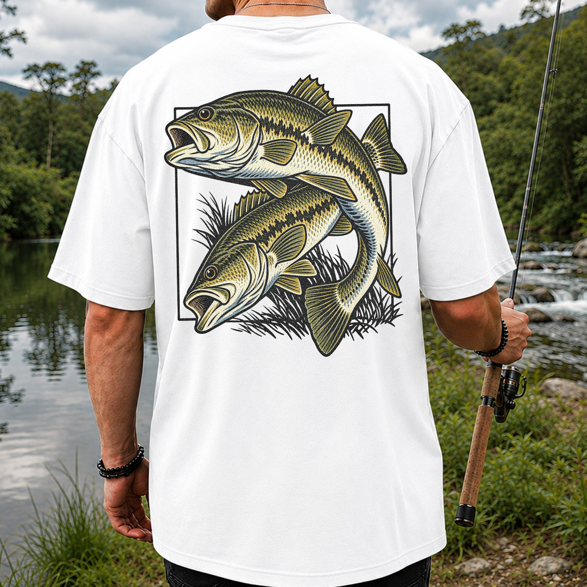 Vintage Bass Fishing Graphic T-Shirt | Back Print