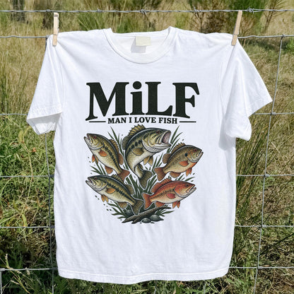 MiLF Man I Love Fish Five Bass Funny Fishing T-Shirt