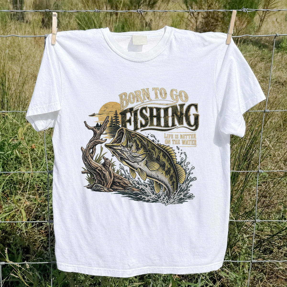 Born to Go Fishing Largemouth Bass Graphic T-Shirt