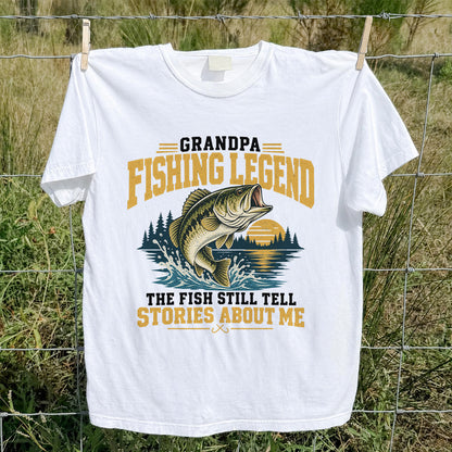 Grandpa Fishing Legend Jumping Bass Vintage Fishing T-Shirt