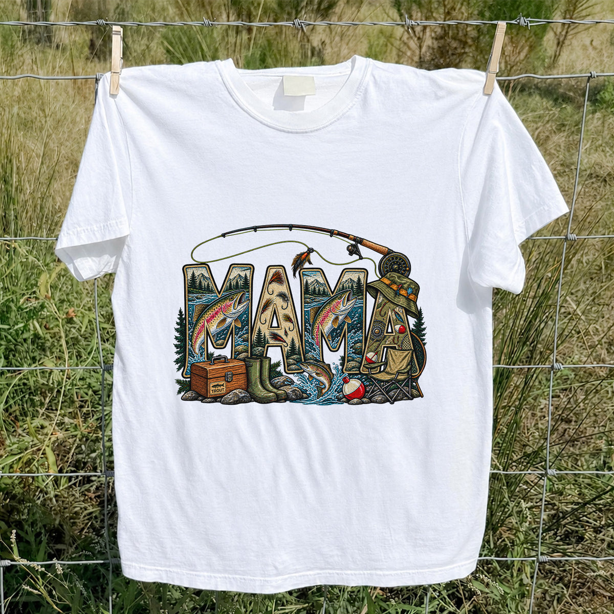 Mama Rainbow Trout Fly Fishing Vintage Graphic T-Shirt