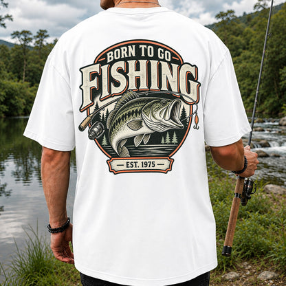 Born to Go Fishing Est. 1975 Vintage Bass Graphic T-Shirt | Back Print