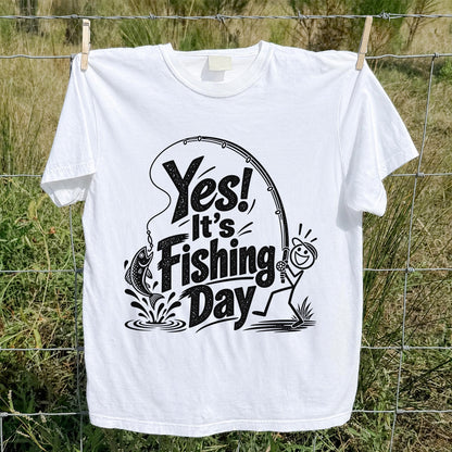 Yes! It's Fishing Day Funny Angler and Trout Graphic T-Shirt