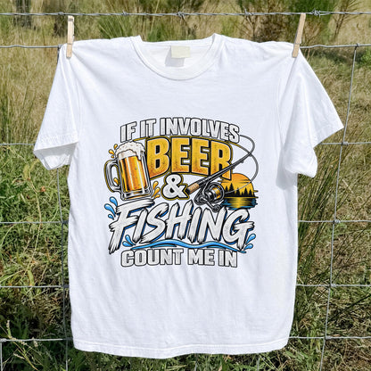 Beer and Fishing Funny Angler Graphic T-Shirt