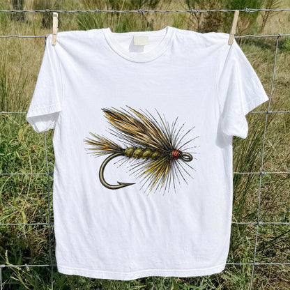 Vintage Fly Fishing Lure and Hook Graphic T-Shirt