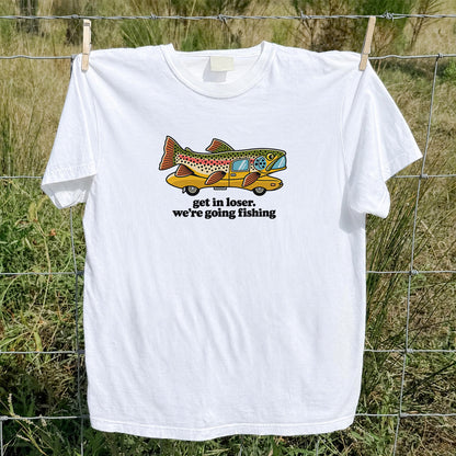 Get In Loser We're Going Fishing Rainbow Trout Camper T-Shirt