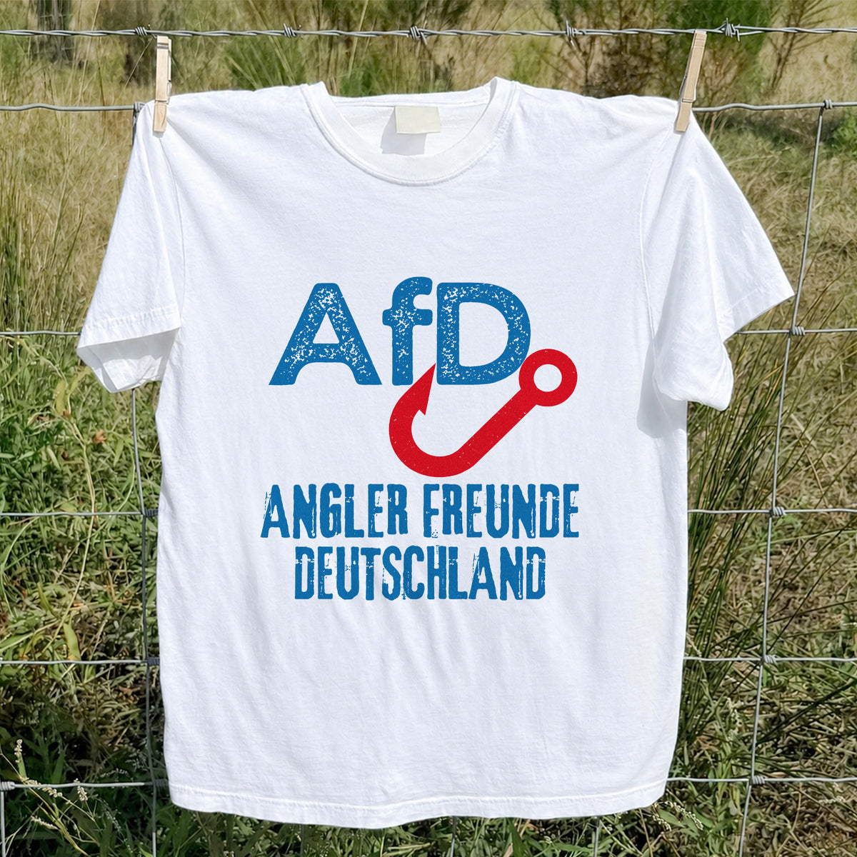 AFD Angler Freunde Deutschland Fishing Hook Graphic T-Shirt