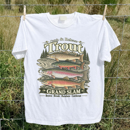 Catch and Release Trout Grand Slam Fishing Graphic T-Shirt
