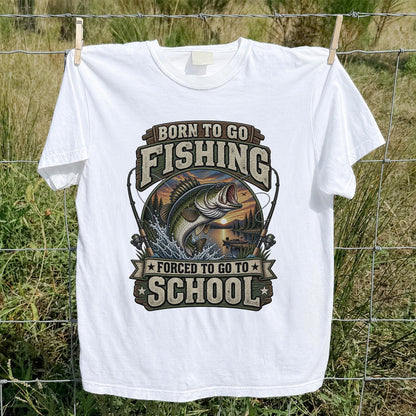 Born to Go Fishing Forced to Go to School Bass T-Shirt