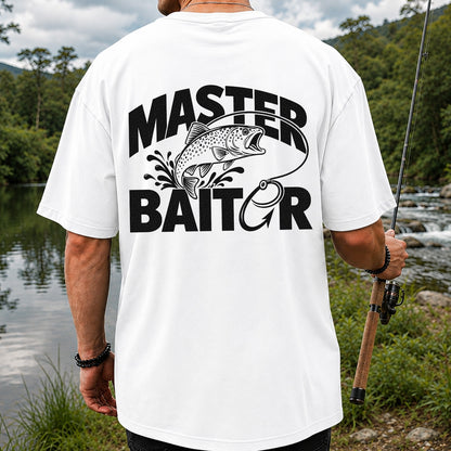 Master Baiter Funny Trout and Fishing Hook T-Shirt | Back Print
