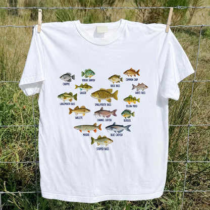 Freshwater Fish Species Chart Fishing Graphic T-Shirt