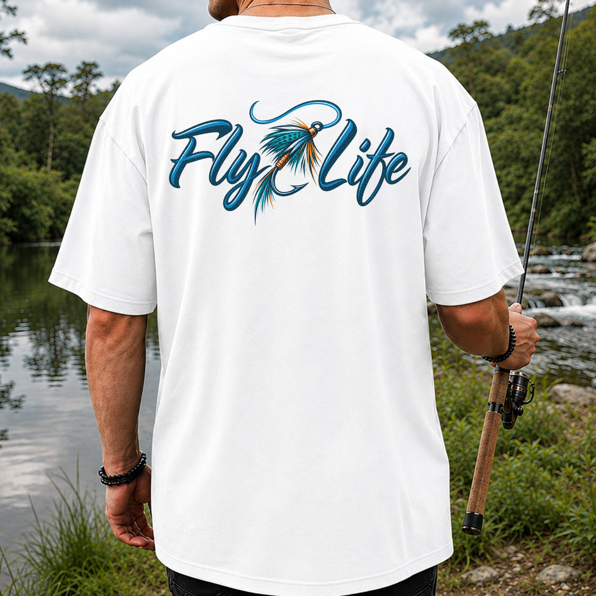 Fly Life Fishing Lure Graphic T-Shirt | Back Print