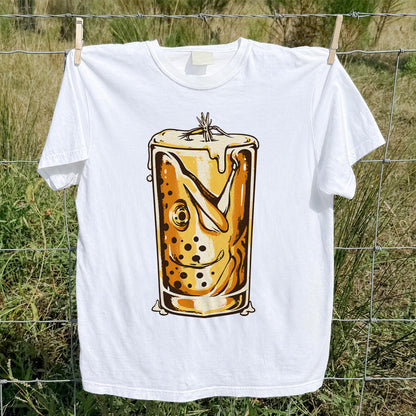 Vintage Trout in a Beer Glass Fishing Graphic T-Shirt