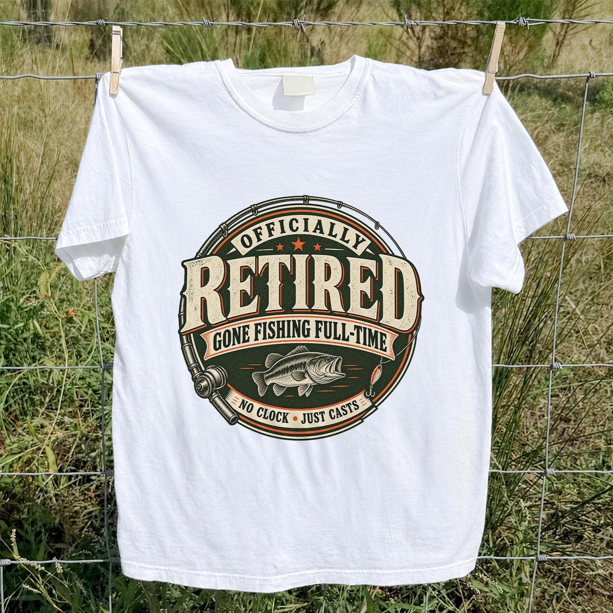 Officially Retired Gone Fishing Full-Time Bass Fishing T-Shirt