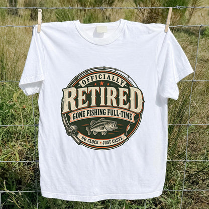 Officially Retired Gone Fishing Full-Time Bass Fishing T-Shirt